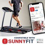 Sunny Health & Fitness Premium Folding Incline Treadmill with Pulse Sensors, One-Touch Speed Buttons, Shock Absorption, Optional Bluetooth with Exclusive SunnyFit App