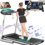 SYTIRY Treadmills for Home with TV Screen and WiFi,Smart Folding Treadmill Machine,3D Virtual Sports Scene,HiFi Speakers,Popular APP for Social Networking, Video, and Search,Walking Treadmill