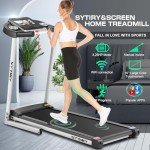 SYTIRY Treadmills for Home with TV Screen and WiFi,Smart Folding Treadmill Machine,3D Virtual Sports Scene,HiFi Speakers,Popular APP for Social Networking, Video, and Search,Walking Treadmill