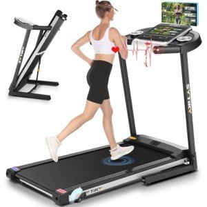 SYTIRY Incline Treadmills for Home with TV Screen and WiFi, 3.25HP Smart Walking Pad Treadmill with Incline, Heavy Duty Foldable Electric Running Machine with 10” Touchscreen, 3D Virtual Sports Scenes