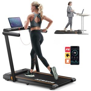 Acezoe 2 in 1 Foldable Treadmill, 2.5HP Under Desk Treadmill with Smart APPs, 12 HIIT Modes and Touch Screen, Portable Walking Treadmills for Home Small Office, 265lbs Capacity