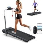 WELLFIT 3.0HP Foldable Treadmill, 340LB Capacity Walking Pad with 5% Incline, Voice Controlled Under Desk Treadmill Works with KINOMAP, Portable Desk Treadmill for Home,Office,Apartment