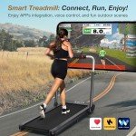 WELLFIT 3.0HP Foldable Treadmill, 340LB Capacity Walking Pad with 5% Incline, Voice Controlled Under Desk Treadmill Works with KINOMAP, Portable Desk Treadmill for Home,Office,Apartment