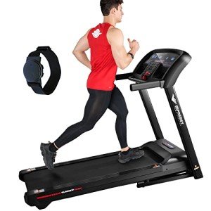 Impremey Folding Treadmill with Auto Incline 15%, 3.5HP, 350 Lb Capacity, 11 MPH, 50" x 19" Ultra Large Running Area, Heart Rate Monitor Armband, HRC Training for Home Walking and Running