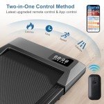 DeerRun 2024 Upgrade Walking Pad, Smart Under Desk Treadmill for Home Office, No-Assembly Treadmills with APP and Remote Control, LED Display, 2.5 HP Quiet Walking Jogging Machine, 300 lbs Capacity