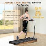 WELLFIT 3.0HP Foldable Treadmill, 340LB Capacity Walking Pad with 5% Incline, Voice Controlled Under Desk Treadmill Works with KINOMAP, Portable Desk Treadmill for Home,Office,Apartment