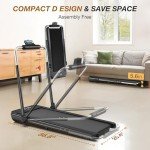 WELLFIT 3.0HP Foldable Treadmill, 340LB Capacity Walking Pad with 5% Incline, Voice Controlled Under Desk Treadmill Works with KINOMAP, Portable Desk Treadmill for Home,Office,Apartment