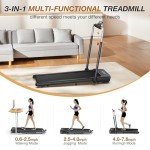 WELLFIT 3.0HP Foldable Treadmill, 340LB Capacity Walking Pad with 5% Incline, Voice Controlled Under Desk Treadmill Works with KINOMAP, Portable Desk Treadmill for Home,Office,Apartment