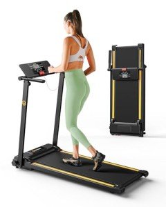 UREVO Folding Treadmill, 2.25HP Treadmills for Home with 12 HIIT Modes, Compact Mini Treadmill for Home Office, Space Saving Small Treadmill with Large Running Area, LCD Display, Easy to Fold