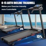 FLIMDER Auto Incline Treadmill for Home, 3.5 HP Walking Folding Treadmill with 15% Auto Incline, Foldable Heavy Duty 400LBS Capacity, Running Treadmill Wide Belt, 0.5-8.5MPH, Bluetooth