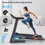 3.5 HP Treadmill with Auto Incline, Heavy Duty 15% Incline Running Treadmills for Home, Wide Folding Treadmill with Handle Bars, Speaker, 300 lb Weight Capacity
