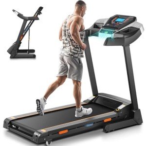 Treadmill with 15% Auto Incline, FUNMILY 3.25HP Heavy Duty Treadmill for Home, 300 lb Weight Capacity Folding Running Machine, Smart App Control/Shock Absorption/Bluetooth Speaker(Bright Light)