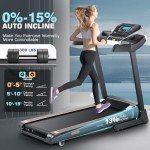 Treadmill with 15% Auto Incline, FUNMILY 3.25HP Heavy Duty Treadmill for Home, 300 lb Weight Capacity Folding Running Machine, Smart App Control/Shock Absorption/Bluetooth Speaker(Bright Light)