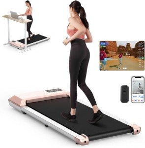 SupeRun Under Desk Treadmill, Walking Pad, Portable Treadmill with Remote & APP Control and LED Display, Quiet Walking Jogging Machine for Office Home Use (Black)