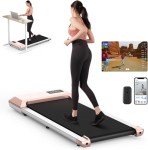 SupeRun Under Desk Treadmill, Walking Pad, Portable Treadmill with Remote & APP Control and LED Display, Quiet Walking Jogging Machine for Office Home Use (Black)