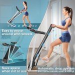 COZYINN Foldable Treadmill with Incline for Home Small - 350 lb Capacity, 3.0HP Quiet Folding Treadmill with Pulse Sensor and Bluetooth Speaker, App/Voice Control, 3 Level Incline, 7.6 MPH