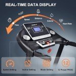 RENESTAR Treadmills for Home, Treadmill with 0-15% Auto Incline, 3HP Folding Treadmills for Running Walking with 280LBS Weight Capacity, Incline Treadmill Equipped with Bluetooth & Pulse Monitor