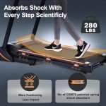 RENESTAR Treadmills for Home, Treadmill with 0-15% Auto Incline, 3HP Folding Treadmills for Running Walking with 280LBS Weight Capacity, Incline Treadmill Equipped with Bluetooth & Pulse Monitor