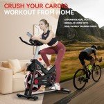Exercise Bike, pooboo Stationary Bike for Home Gym, Magnetic Resistance Indoor Cycling Bike w/Comfortable Seat Cushion & Tablet Mount, Silent Belt Drive Indoor Bike for Cardio Workout