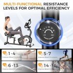 XVGVSV Recumbent Exercise Bike, Recumbent Stationary Bike for Home, Recumbent Bike with 400LB Weight Capacity Whisper-Quiet 16 Levels Magnetic Resistance Heart Rate Handle and Multi-Function LCD Comfortable Seat (Silver)