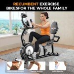 XVGVSV Recumbent Exercise Bike, Recumbent Stationary Bike for Home, Recumbent Bike with 400LB Weight Capacity Whisper-Quiet 16 Levels Magnetic Resistance Heart Rate Handle and Multi-Function LCD Comfortable Seat (Silver)