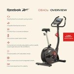 Reebok GB40s Stationary Bike: Bluetooth Compatible Indoor Cycling Bike, 32 Resistance Levels, 12 Workouts, Adjustable Saddle, Upright Exercise Bike.