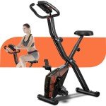 Exercise Bike, 5-in-1 Foldable Stationary Bike Upgraded 16-level Magnetic Resistance 10DB Near-silent Bike Upright Indoor Cycling Bike with 350LB Capacity, Comfortable Seat Backrest