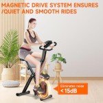 Exercise Bike, 5-in-1 Foldable Stationary Bike Upgraded 16-level Magnetic Resistance 10DB Near-silent Bike Upright Indoor Cycling Bike with 350LB Capacity, Comfortable Seat Backrest