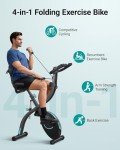 MERACH Folding Exercise Bike for Home - 4 in 1 Magnetic Stationary Bike with16-Level Resistance, Exclusive APP, 300LB Capacity and Large Comfortable Seat Cushion