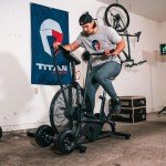 Titan Fitness Fan Bike 50.25 in. x 20.375 in. 111 lb. Heavy Duty Steel Removable Fan Guard LCD Console Display