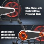 Goplus Air Bike, Fan Exercise Bike with Unlimited Resistance, Clear LCD Display, Tablet Holder, Adjustable Seat and Built-in Wheels, Airdyne Bike for Home Cardio Training