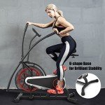 Goplus Air Bike, Fan Exercise Bike with Unlimited Resistance, Clear LCD Display, Tablet Holder, Adjustable Seat and Built-in Wheels, Airdyne Bike for Home Cardio Training