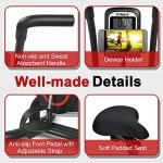 GYMAX Fan Bike, Air Resistance Upright Bike with LCD Monitor, Phone Holder & Built-in Wheels, Fully Adjustable Stationary Exercise Bike for Home Gym Cardio Training Workout Fitness