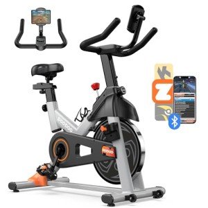 pooboo Exercise Bike, Adjustable Magnetic Resistance Silent Belt Drive, Indoor Cycling Bike for Home Cardio Gym, Fitness Stationary Bike Machine with 350lbs Weight Capacity, Monitor & Tablet Holder