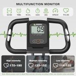 Goimu Exercise Bike, 5 in 1 Foldable Stationary Bike for Seniors, 8-Level Adjustable Magentic Resistance, Indoor Recumbent Bike with 330LB Capacity, Comfortable Seat Backrest (Light Grey)