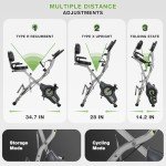 Goimu Exercise Bike, 5 in 1 Foldable Stationary Bike for Seniors, 8-Level Adjustable Magentic Resistance, Indoor Recumbent Bike with 330LB Capacity, Comfortable Seat Backrest (Light Grey)