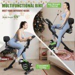 Caromix Folding Exercise Bike, Magnetic Fitness Stationary Bike with 16-Level Adjustable Resistance and Soft Chshion, Upright Indoor Cycling Bike for Home Workout