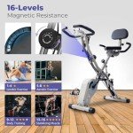 Exercise Bike for Home Workout Stationary Bike | 330LB Capacity, 16-Level Magnetic Resistance, Seat Backrest Adjustments (Gray)