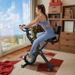 Caromix Folding Exercise Bike, Magnetic Fitness Stationary Bike with 16-Level Adjustable Resistance and Soft Chshion, Upright Indoor Cycling Bike for Home Workout