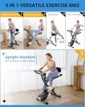 LINBOLUSA Indoor Exercise Bike for Seniors, 5 IN 1 Foldable Stationary Bike with 16-Level Magnetic Resistance and Tri-Position Ride, 330LBS Capacity, 6.6 LBS Flywheel, for Home Workout 818 Gray