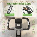 Caromix Folding Exercise Bike, Magnetic Fitness Stationary Bike with 16-Level Adjustable Resistance and Soft Chshion, Upright Indoor Cycling Bike for Home Workout