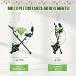 Caromix Folding Exercise Bike, Magnetic Fitness Stationary Bike with 16-Level Adjustable Resistance and Soft Chshion, Upright Indoor Cycling Bike for Home Workout