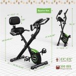 Caromix Folding Exercise Bike, Magnetic Fitness Stationary Bike with 16-Level Adjustable Resistance and Soft Chshion, Upright Indoor Cycling Bike for Home Workout