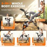 Exercise Bike, MOSUNY 5-in-1 Stationary Bike With 10DB Super-Silent, Folding Exercise Bike with 16-Level Adjustable Magnetic Resistance, 350 LBS Indoor Cycling Bike For Home Workout, Black Orange