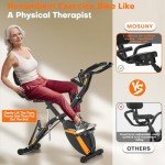 Exercise Bike, MOSUNY 5-in-1 Stationary Bike With 10DB Super-Silent, Folding Exercise Bike with 16-Level Adjustable Magnetic Resistance, 350 LBS Indoor Cycling Bike For Home Workout, Black Orange