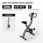 Exercise Bike 3 IN 1 Stationary Bike Folding Exercise Bike with 8-Level Adjustable Resistance Comfortable Seat Cushion LCD Monitor 265 lbs Weight Capacity for Home Gym Workout