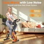 Exercise Bike, MOSUNY 5-in-1 Stationary Bike With 10DB Super-Silent, Folding Exercise Bike with 16-Level Adjustable Magnetic Resistance, 350 LBS Indoor Cycling Bike For Home Workout, Black Orange