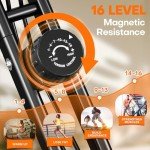 Exercise Bike, MOSUNY 5-in-1 Stationary Bike With 10DB Super-Silent, Folding Exercise Bike with 16-Level Adjustable Magnetic Resistance, 350 LBS Indoor Cycling Bike For Home Workout, Black Orange