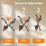 Exercise Bike, MOSUNY 5-in-1 Stationary Bike With 10DB Super-Silent, Folding Exercise Bike with 16-Level Adjustable Magnetic Resistance, 350 LBS Indoor Cycling Bike For Home Workout, Black Orange