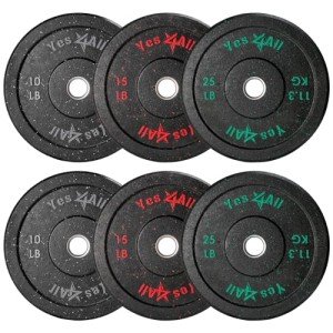 Yes4All Olympic Rubber Bumper Plate Set - 100LB